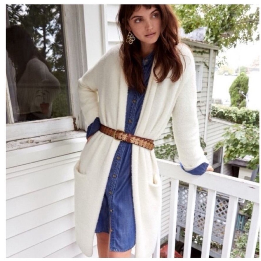 Anthropologie Thornton Longline Cardigan Sleeping on Snow, Wool Blend Size: M - Picture 2 of 9